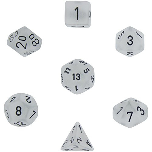 Chessex Polyhedral 7-Die Frosted Dice Set - Clear with Black