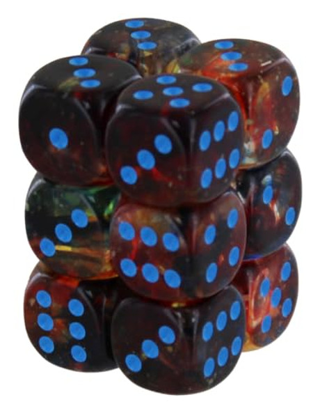 Chessex DND Dice Set - Chessex D&D Dice - 16mm Scarab Blue Blood & Gold Plastic Polyhedral Dice Set-Dungeons and Dragons Dice Includes 12 Dice – D6 Various (CHX27619)