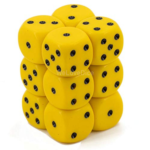 Chessex DND Dice Set-Chessex D&D Dice-16mm Opaque Yellow and Black Plastic Polyhedral Dice Set-Dungeons and Dragons Dice Includes 12 Dice – D6