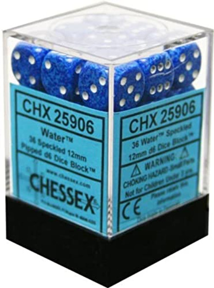 Chessex DND Dice Set-Chessex D&D Dice-12mm Speckled Water Blue Plastic Polyhedral Dice Set-Dungeons and Dragons Dice Includes 36 Dice – D6 (CHX25906)