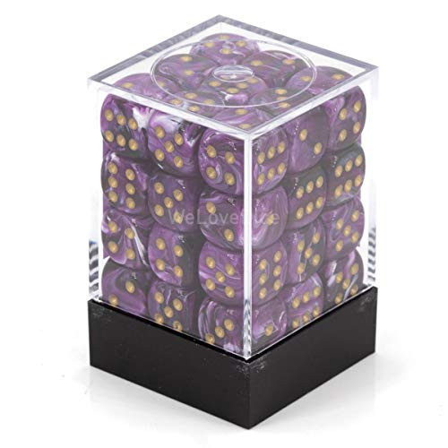 Chessex DND Dice Set-Chessex D&D Dice-12mm Vortex Purple and Gold Plastic Polyhedral Dice Set-Dungeons and Dragons Dice Includes 36 Dice – D6 Various (CHX27837)