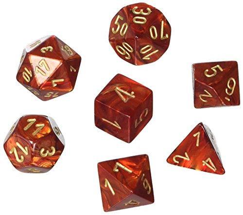 Chessex CHX27414 Dice - Scarab: 7Pc Scarlet/Gold