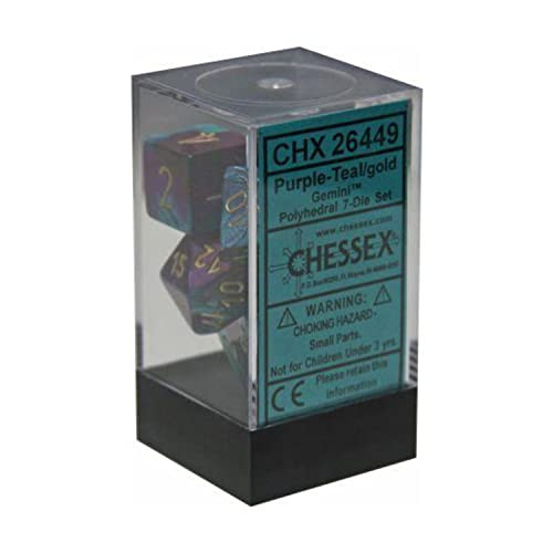 Chessex CHX26449 Dice Gemini Purple-Teal/Gold One Size Purple/Teal/Gold