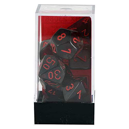 Chessex Dice Translucent: 7pc Smoke/Red Grey