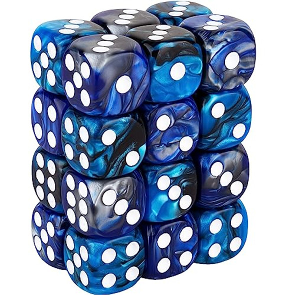 Chessex Borealis 12mm d6 Sky Blue/White Luminary Dice Block (36 dice) (27986)