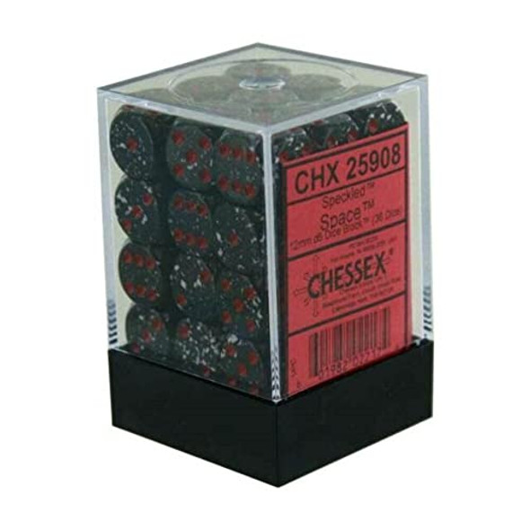 Chessex Dice d6 Sets: Gemini Black & Green with Gold - 12mm Six Sided Die (36) Block of Dice