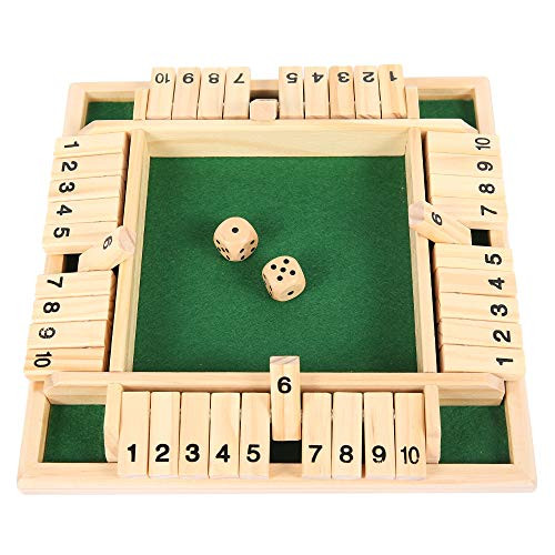 HOTBEST Shut The Box Dice Game Wooden Board Table Math Game 2-4 Player Family Classics Tabletop Version Games with Instruction for Adults and Kids for Classroom Home Party or Pub (Green)