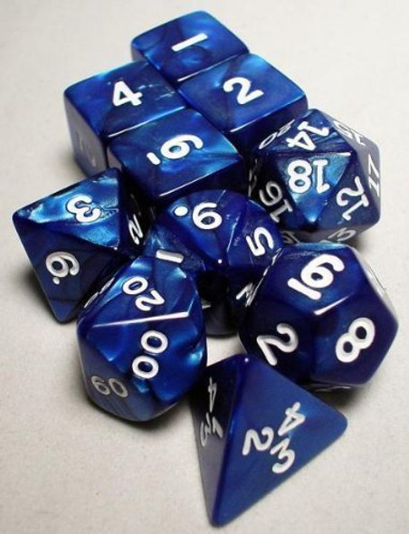 Koplow Games Navy Pearlized Polyhedral Dice Set 10pc Set in Tube