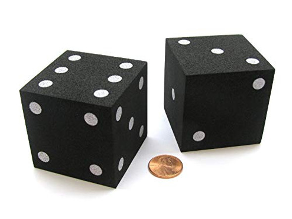 Koplow Games Black Opaque Foam Die with White Dots D6 50mm (2in) Pack of 1 Die