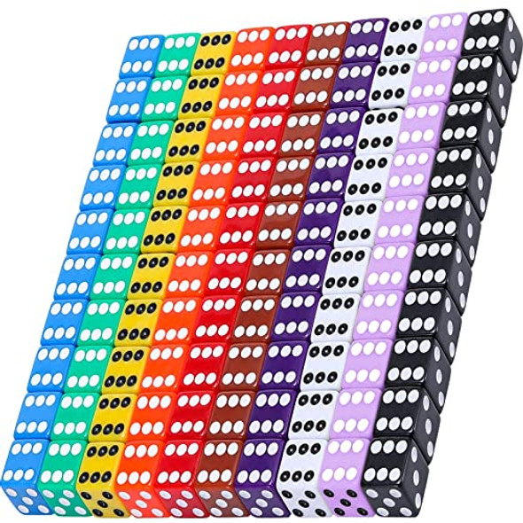 Koplow Games Set of 10 D12 18mm Opaque Rainbow Dice - White with Multicolor Numbers