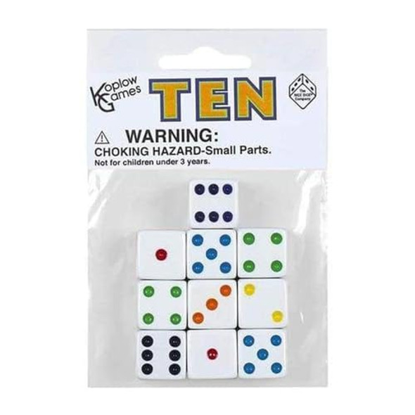Koplow Games White with Black pips 16mm (5/8in) D6 Dice (10) Koplow Games