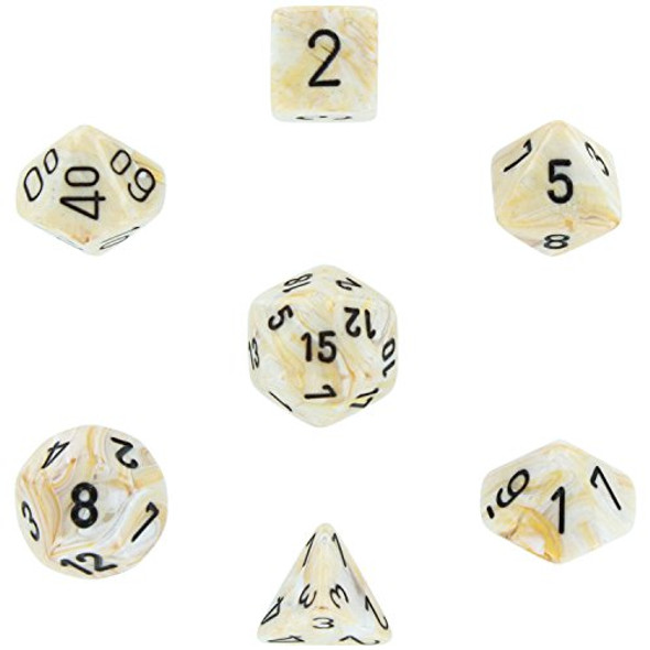 Koplow Games Set of 6 Bison 16mm D6 Round Edge Koplow Animal Dice - White with Brown Pips by Koplow Games
