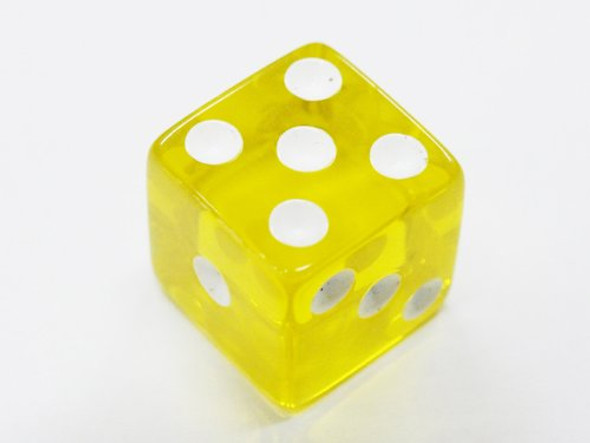 Koplow Games 16mm d6 Square Cornered Translucent Dice Yellow w/ White