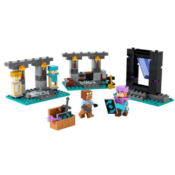 LEGO Minecraft The Armory Building Set Includes Popular Minecraft Figures Alex and Armorsmith Action Toy for Gamers and Kids for Boys and Girls 7 Years Old and Up 21252