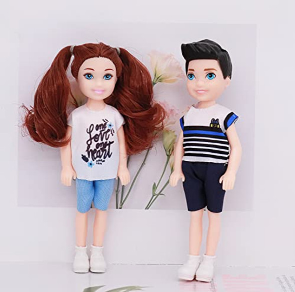 Lembani 10 Sets 5 Inch Mini Dolls with Clothes 5 Pieces Boy Dolls and 5 Pieces Girl Dolls Mini Princess Dolls Toy for Dollhouse Kids s
