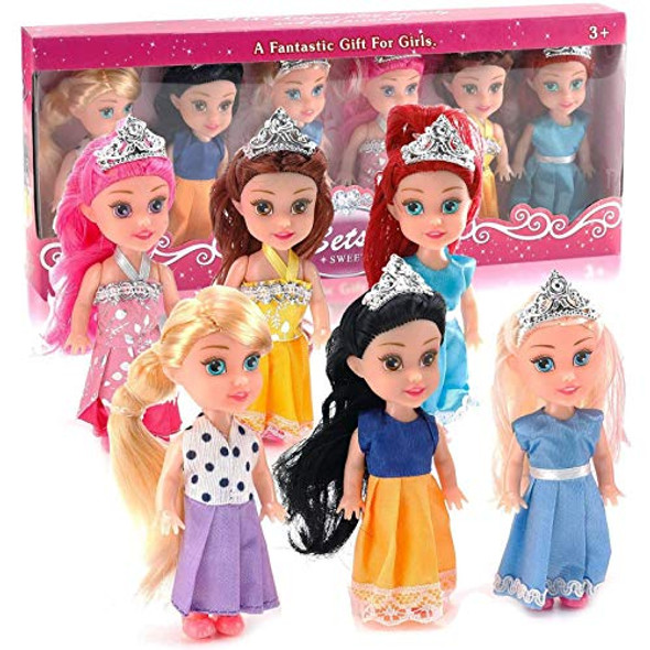 Liberty Imports Little Royal Princess Toddler Dolls with Dresses Girls Imaginative Pretend Play Small Dolls Party Favors Collection (Princess)