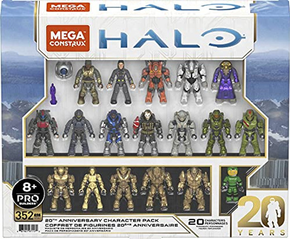 Mega Brands MEGA HALO Action Figures Toy Building Set 20th Anniversary Pack with 352 Pieces 20 Poseable Collectable Characters and Accessories