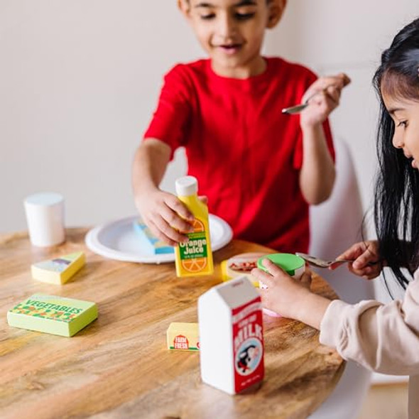 Melissa & Doug Fridge Food Wooden Play Food for Kids Kitchen Playset Play Kitchen Accessories Preschool Toys for Girls & Boys Ages 3+