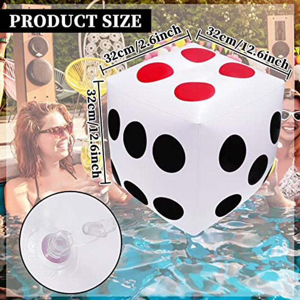 PHOGARY 3 PCS 12.6" Jumbo Inflatable Dice White Large Dice Giant Inflatable Dice Plastic Big Dice Jumbo Dice Set for Outdoor Indoor Ludo Game Broad Game Pool Party Favor Supplies
