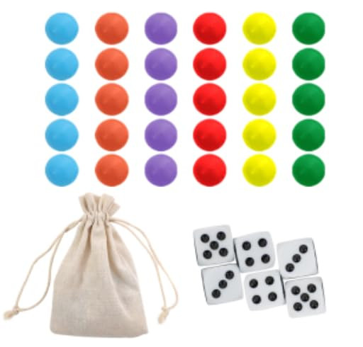 Qryovsa Wahoo Marbles 30 Pieces of 0.55 Inch Marbles for Wahoo Board Game Includes Storage Bag & Dice(0.55in/14mm)