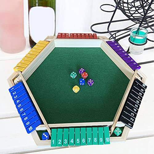 Rosvola Shut The Box Dice Game Wooden 6 Colors 6 Players Endless Fun Interactive Board Game Shut The Box Math Game with 12 Dice for Adult Recreation