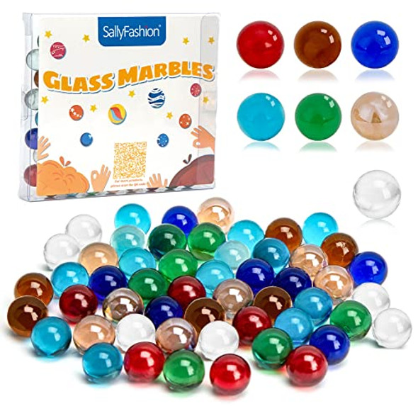 Sallyfashion 75 PCS Glass Marbles Bulk for Antique Wooden Marble Run 7 Color
