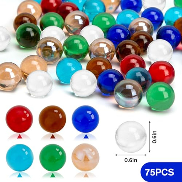 Sallyfashion 75 PCS Glass Marbles Bulk for Antique Wooden Marble Run 7 Color