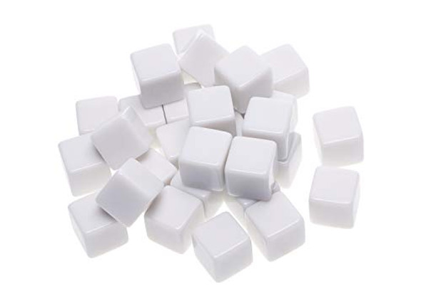 Shapenty 16MM White Acrylic Uniform Blank Dice Cubes for Classroom Board Games DIY Sticker Math Counting Teaching Party Favor Fun Alphabet Numbers Puzzle Building Blocks Custom Dice Making 30PCS