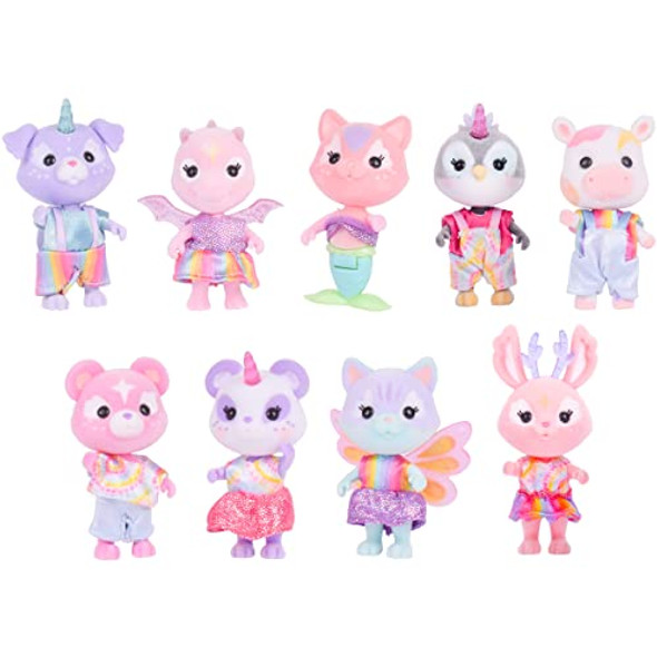 Sunny Days Entertainment Honey Bee Acres Rainbow Ridge Pals – 9 Miniature Flocked Dolls Small Fantasy Collectible Figures Pretend Play Toys for Kids