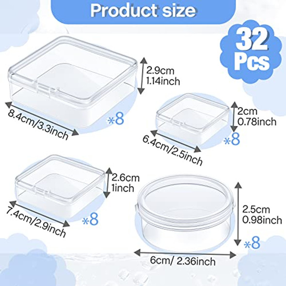 Taiyin 32 Pcs Mixed Sizes Clear Game Tokens Storage Containers Board Game Storage Containers Plastic Storage Boxes for Game Components Empty Organizer Storage Box with Lids for Game Pieces Dice Tokens