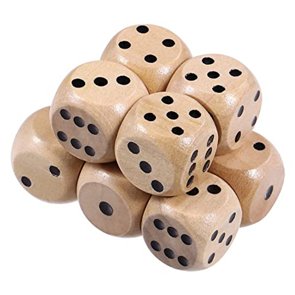 Toddmomy Wooden 6 Sided Dice Game Dice 10Pcs Wooden Dice 16mm Dice with Numbers 1-6 Dice Set Party Favors for Table Games