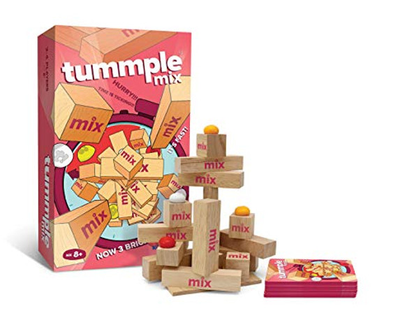 Tummple Mix - Wooden Block Stacking Tower Game – Fun Party Game & Family Board Game for Kids Teens & Adults – STEM Educational Game