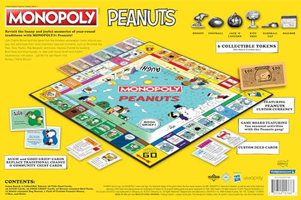 USAOPOLY Monopoly Peanuts Board Game Play as Snoopy on Sled Baseball Cap Kite Eating Tree & More Officially Licensed and Collectible Monopoly Game Based On The Famous Comic Strip Peanuts