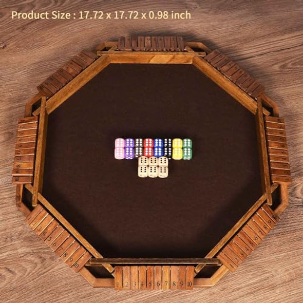 Vamslove Shut The Box Dice Game for 2-8 Players d Wooden Board Table Math Games with 16 +6 Dices - Educational Game for Adults-Instruction Included