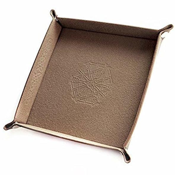 Wiz Dice - Folding Dice Rolling Tray for Tabletop RPG Adventure Games - DND Dice Tray Suitable for Dungeons and Dragons Warhammer 40k Backgammon and Dice Games Alike - Bicast Leather - 9 x 9