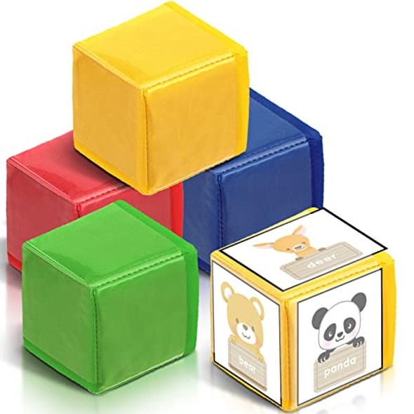 Yilloog Yilloog 4 Pcs Large Foam Dice with Pockets DIY Education Playing Soft Dice Cube Learning Teaching Stacking Blocks Photo(4.72 InchClassic Color)