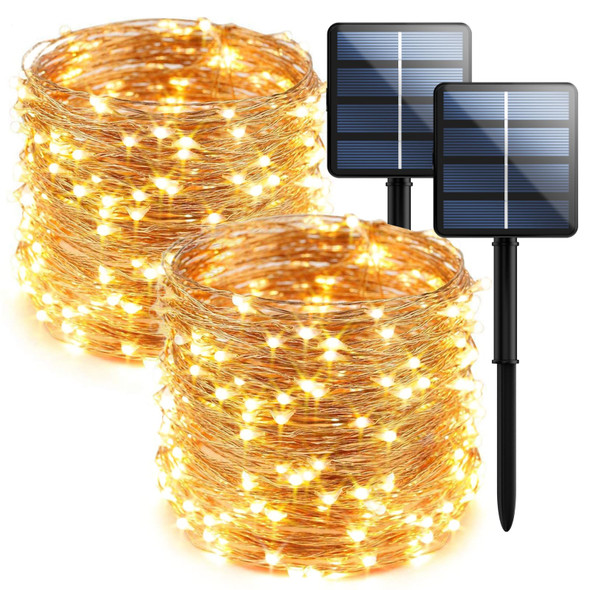 Selarlyt 2-Pack 200 LED Solar Fairy Lights Outdoor, Upgraded Oversize Lamp Beads & Super Bright Solar String Lights Outoor 8 Modes Solar Lights for Garden Patio Decorations