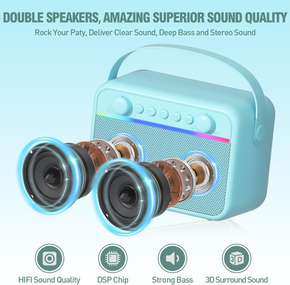 Finyiore Kids Karaoke Machine Toys Portable Bluetooth Speaker with Wireless Microphone Stereo Sound Enhanced Bass Kids Christmas Birthday s for Girls Boys Ages 23456789101112 +Year Old