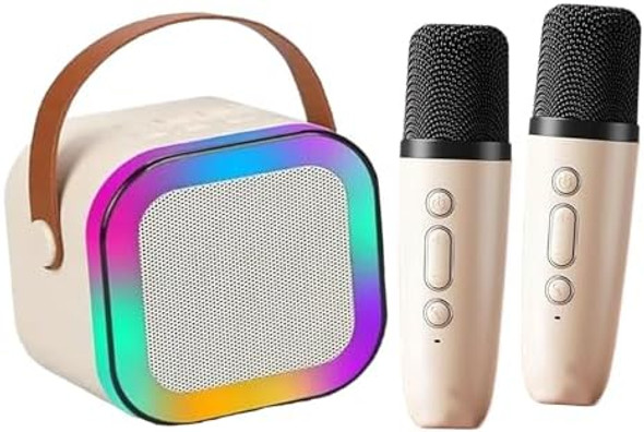Hokbinah Mini Karaoke Machine Toy for Kids with 2 Wireless Microphones - Portable Bluetooth Kids Karaoke Machine Fun Singing System for Children Ideal for Girls and Boys