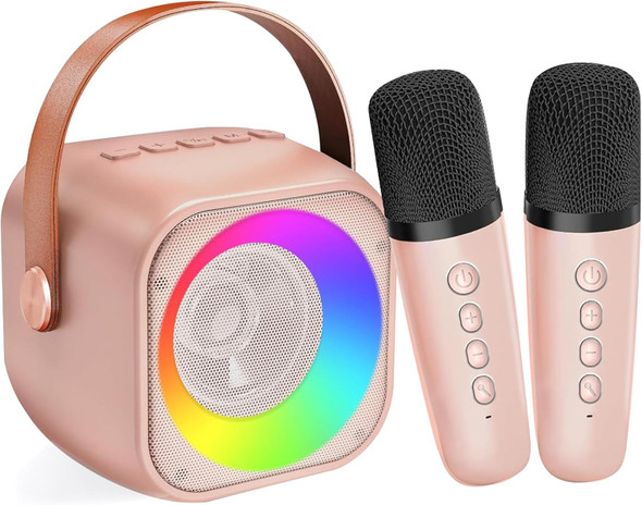 Nawchedo Karaoke Machine for Kids Adults Portable Bluetooth Speaker with 2 Wireless Microphones Portable Speaker Mini Karaoke Microphone for Home Party Birthday for Girls Boys