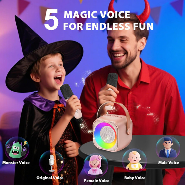 Nawchedo Karaoke Machine for Kids Adults Portable Bluetooth Speaker with 2 Wireless Microphones Portable Speaker Mini Karaoke Microphone for Home Party Birthday for Girls Boys