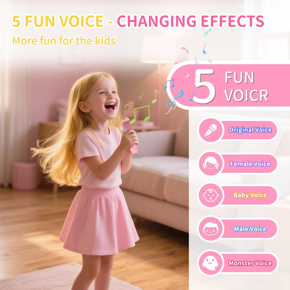 Rssidol Mini Karaoke Machine with 2 Wireless Microphones for Kids Portable RGB Bluetooth Speaker Birthday Toys for 3 4 5 6 7 8+ Year Old Girls Boys