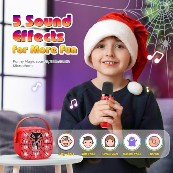 Superwin Karaoke Machine Toys for Kids Ages 3-12: Mini Portable Bluetooth Speaker with 2 Wireless Microphones LED Light Toy Birthday s for Boys Girls Toddlers 3 4 5 6 7 8 9 10 Year Old Boy Girl Kid