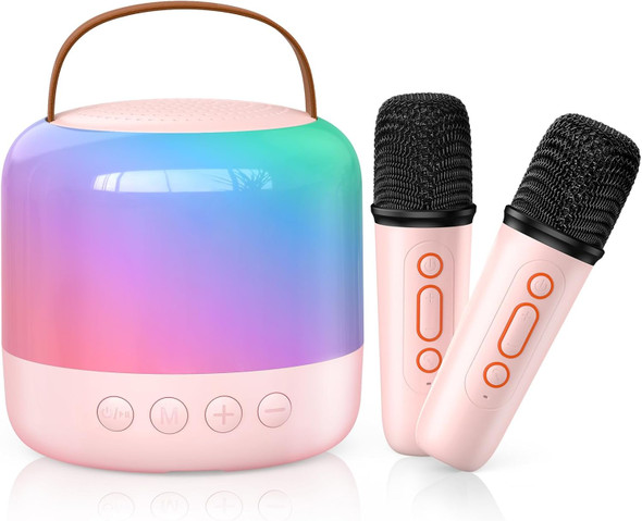 Yenlove Mini Karaoke Machine for Kids Adults Portable Bluetooth Speaker with 2 Wireless Microphones for 4 5 6 7 8 9 10+ Years Old Teenage Girls & Boys Birthday and Holiday Toy s.