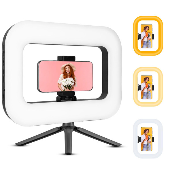 Smartphone Ring Selfie Light Kit Handheld LED Mobile Video Stabilizer Fill Lighting Rig Lights Built-in 8000mAh Battery Rechargeable for Phone Camera, YouTube, TIK tok Video Recording, Make up - NA-ZGRL02-CCT