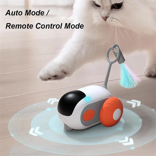 emily pets Remote Control Electric Cat Toy Smart Interactive Chase Car Smart Sensing Automatic Mobile Rolling Car Toy USB Rechargeable for Indoor Cats (Orange)