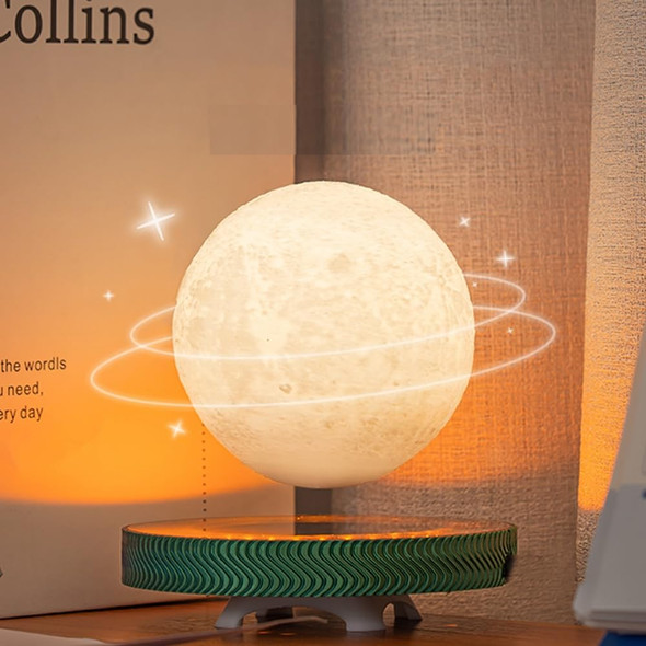 Levitating Moon Lamp Floating Saturn Lamp with Transparent Luminous Light Base Suspension 360° Rotation Saturn Light 3 Colors Display Mode Table Lamp for Home Office