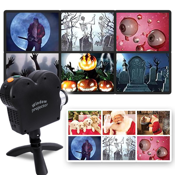 Halloween Window Projector Outdoor Christmas Projector Halloween Led Holographic Projection Lamp 6 Halloween Movies 6 Christmas Movies for Window Garden Halloween Christmas Decor