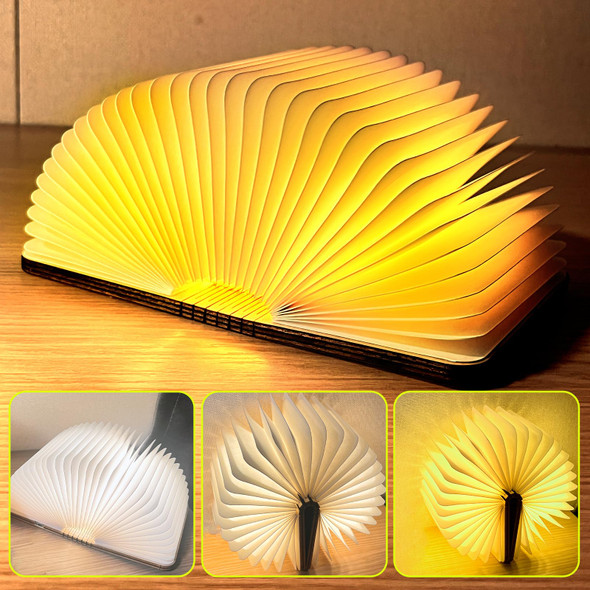 DLUFYEI Wooden Book Light LED Night Reading Light Foldable Book lamp for Bedside Table Home and Office Decoration Gift idea