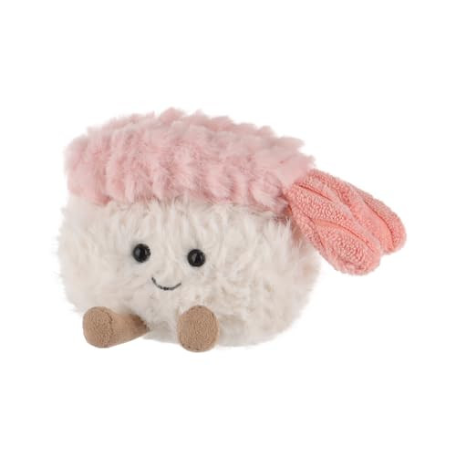 Apricot Lamb Sushi Plush Food Plushies Stuffed Animals For Kids, Soft Cute Plush Toys For Baby Girl And Boy, Fluffy Shrimp Sushi 3.5 Inches